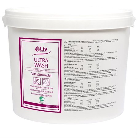 Liv Ultra Wash vittvättmedel pulver 8kg oparfymerat Svanenmärkt