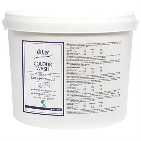 Liv Colour Wash kulörtvättmedel pulver 8kg oparfymerat svanenmärkt