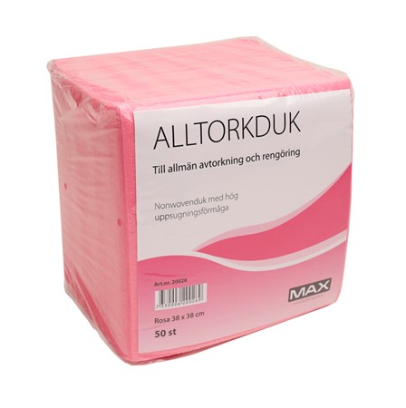 Alltorkduk rosa 38x38cm, MAX 50-pack