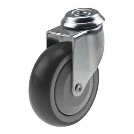 Hjul till städvagn, 100mm, utan broms, mörkgrå gummi
