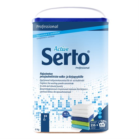 Serto Active vit/kulörtvättmedel pulver oparfymerad 8kg Kiilto