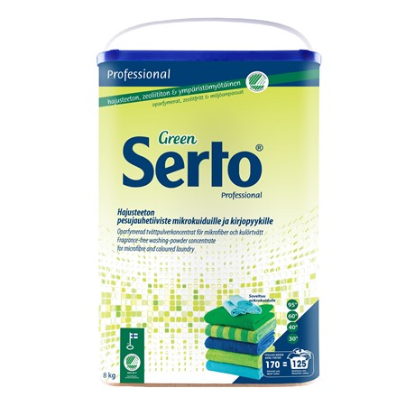 Tvättmedel Serto Green pulver oparfymerad 8kg Kiilto