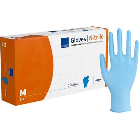 Engångshandske Classic nitril blå M puderfri Abena