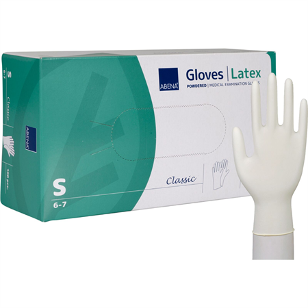Engångshandske Latex pudrad S 100/fp Vit